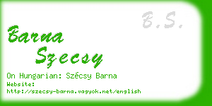 barna szecsy business card